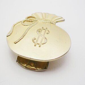 Vintage Anson Money Clip Bag gold tone Banknote Holder Dollar Symbol
